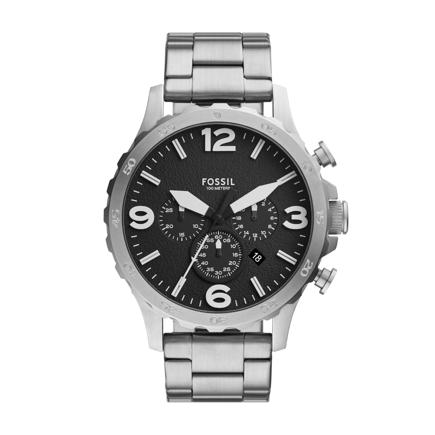 HOTFossil Men's Nate Quartz Watch, Oversized Stainless Steel Chronograph Watch for Men