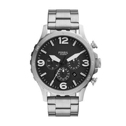 HOTFossil Men's Nate Quartz Watch, Oversized Stainless Steel Chronograph Watch for Men