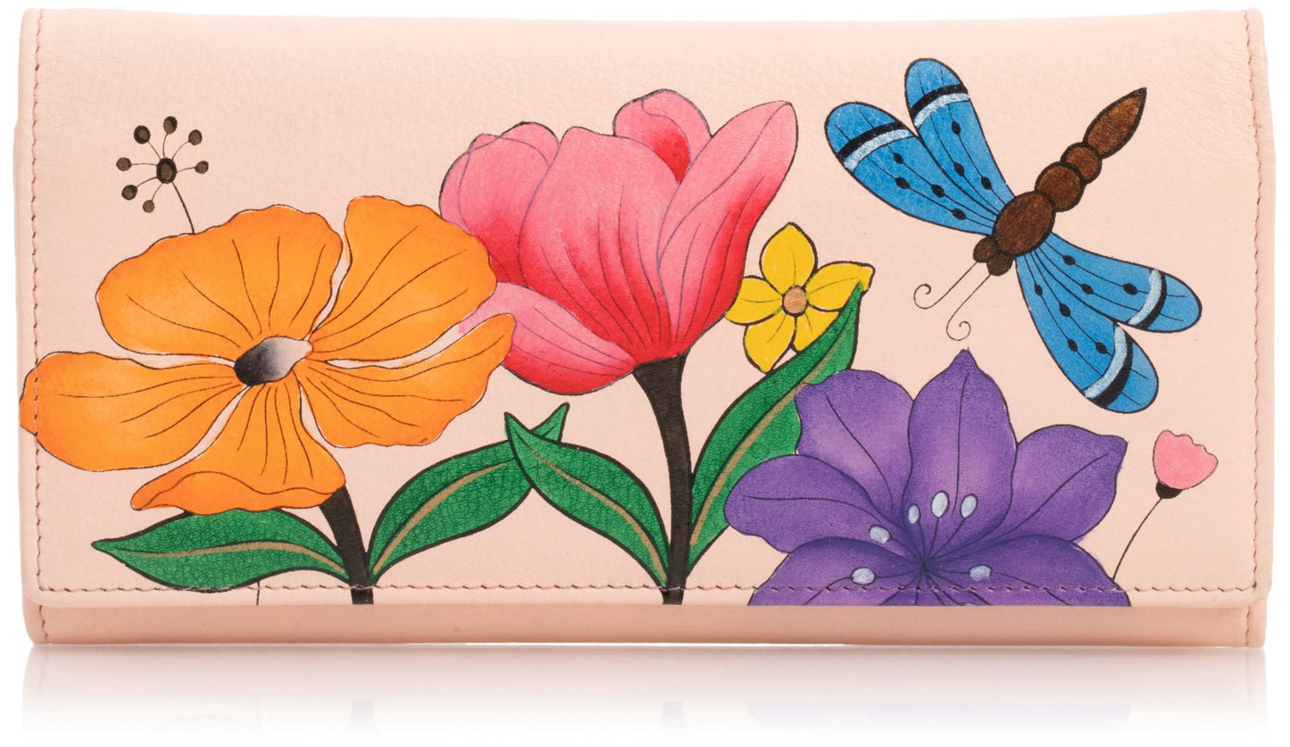 HOTAnna by Anuschka Women's Hand Painted Genuine Leather Multi Pocket Wallet