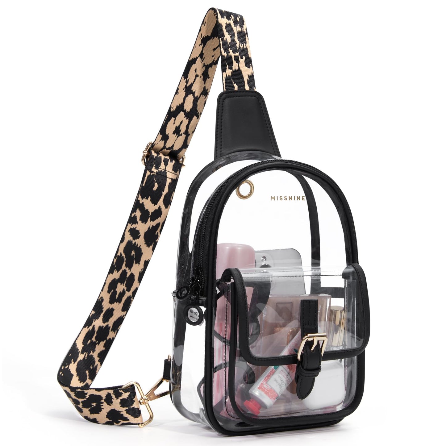 HOTMissnine Clear Bag for Stadium Events Clear Sling Bag Fanny Pack Crossbody Purse for Sport Concert with Side Mesh Pocket