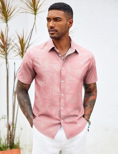 HOTCOOFANDY Mens Hawaiian Shirts Short Sleeve Button Down Aloha Shirt Casual Beach Clothes