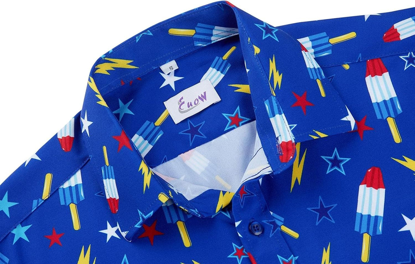 HOTEUOW Men's Hawaiian Shirt Short Sleeve Printed Button Down Beach Shirts