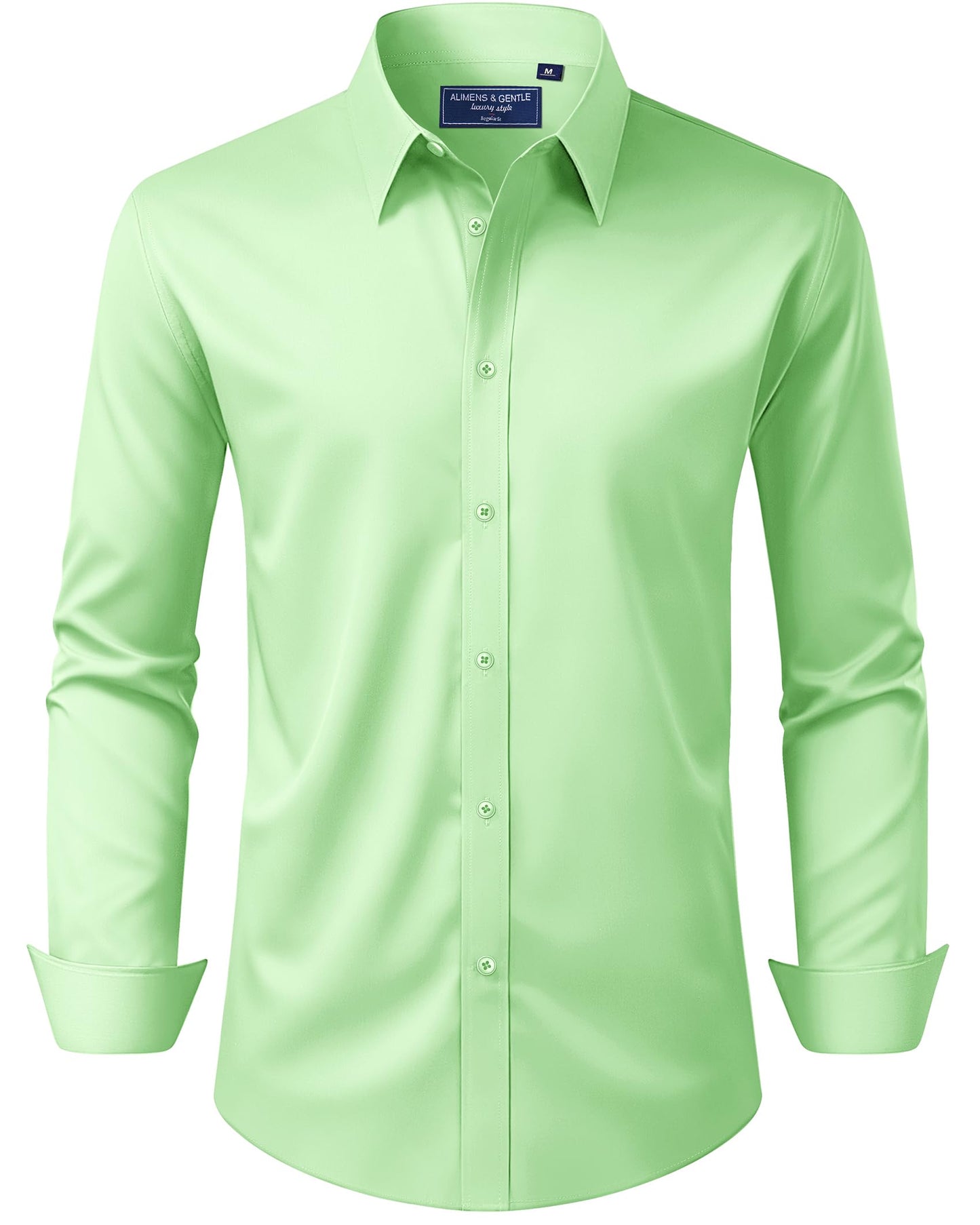 HOTAlimens & Gentle Men's Dress Shirt Regular Fit Stretch Stain Shield Long Sleeve Solid Business Wedding Button Down Shirts