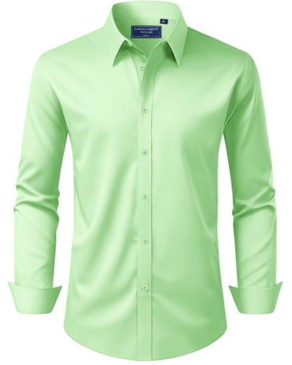 HOTAlimens & Gentle Men's Dress Shirt Regular Fit Stretch Stain Shield Long Sleeve Solid Business Wedding Button Down Shirts