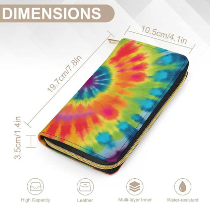 HOTTie Dye Rainbow Print Long Wallet for Women Men PU Leather Card Holder Organizer with Zipper Coin Pocket & Cash Slots