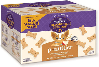 HOTWellness Old Mother Hubbard Classic P-Nuttier Dog Biscuits, Natural Training Treats, Peanut Butter Flavor, Mini Size, 6 lb Box