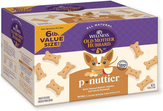 HOTWellness Old Mother Hubbard Classic P-Nuttier Dog Biscuits, Natural Training Treats, Peanut Butter Flavor, Mini Size, 6 lb Box