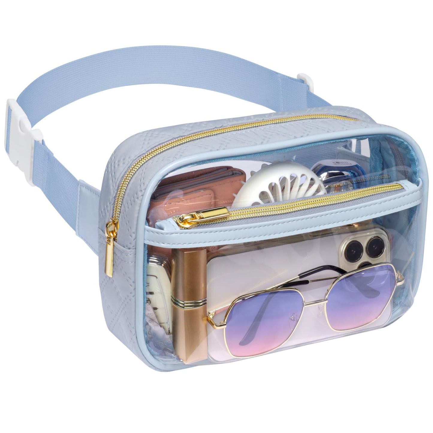 HOTPackism Clear Fanny Pack Stadium Approved - Large Size 35-51 inches Adjustable Strap Clear Belt Bag for Women Men Transparent Waist Bag for Concerts, Sporting Events, Black | Adjustable 35-51 in Strap, Hands-Free, 2 Easy-Access Pockets, Water-Resistant
