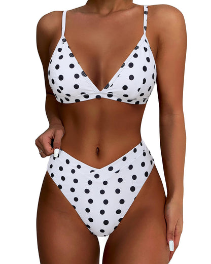 HOTSUUKSESS Women Triangle High Cut Bikini Sets Sexy High Waisted 2 Piece Swimsuit