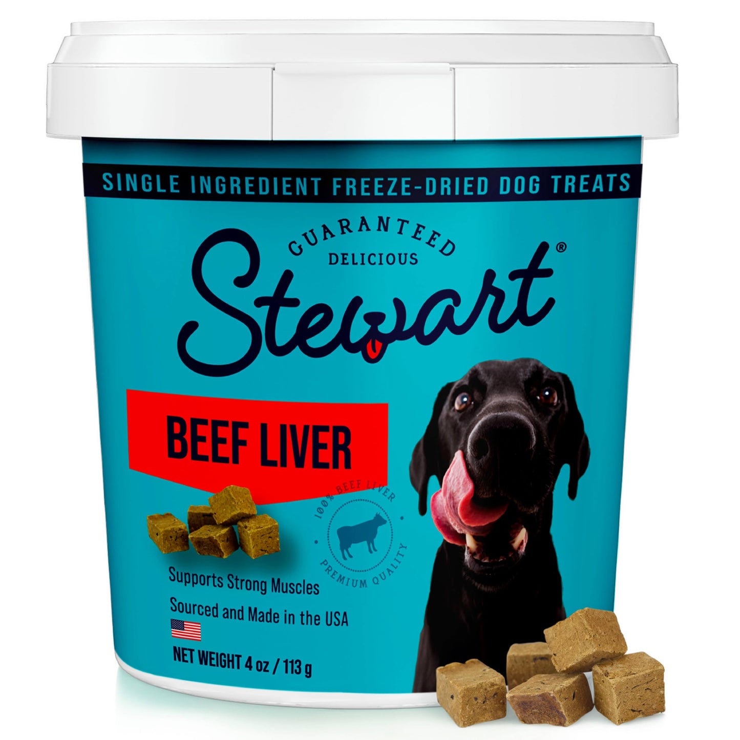 HOTStewart Freeze Dried Dog Treats, 100% Beef Liver, 21 oz Tub | Premium Quality Raw Protein, Single Ingredient, High Protein Training Treats & Food Topper, No Refrigeration, Cat Friendly