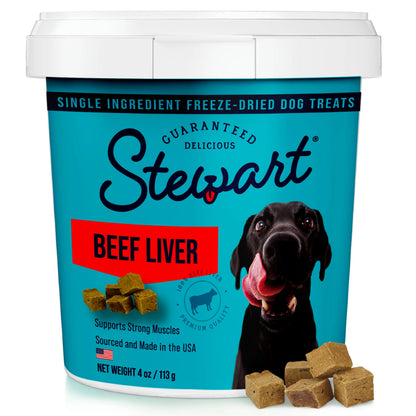 HOTStewart Freeze Dried Dog Treats, 100% Beef Liver, 21 oz Tub | Premium Quality Raw Protein, Single Ingredient, High Protein Training Treats & Food Topper, No Refrigeration, Cat Friendly