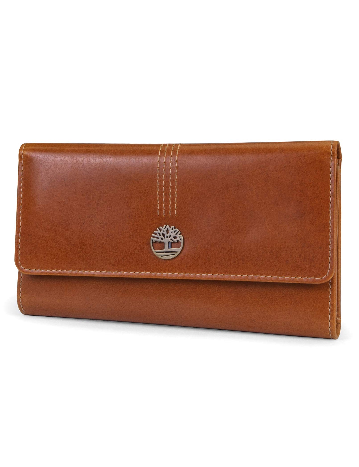 HOTTimberland Leather RFID Flap Wallet Clutch Organizer, Cherry (Pebble)