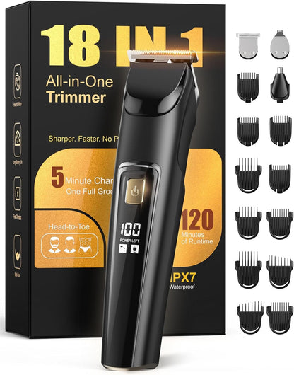 HOTBeard Trimmer for Men, All-in-One Electric Razor & Hair Clipper, Waterproof Cordless Mustache Grooming Kit, Rechargeable Beard Hair Nose Ear & Body Trimmer, Face Shaver, Gifts for Men Husband Father