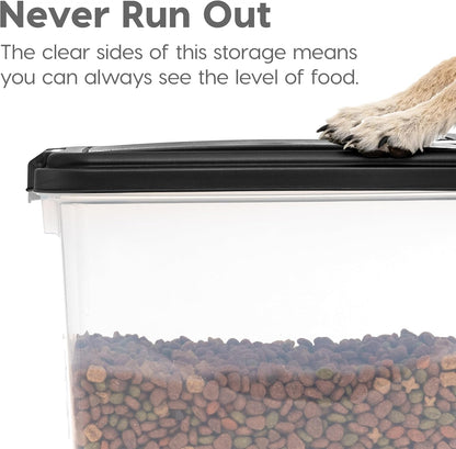 HOTIRIS USA Dog Food Storage Container, Airtight, 30 lb Capacity, Wheels | Airtight seal keeps kibble, bird seed, and pet food fresh while wheels provide easy mobility around the home.