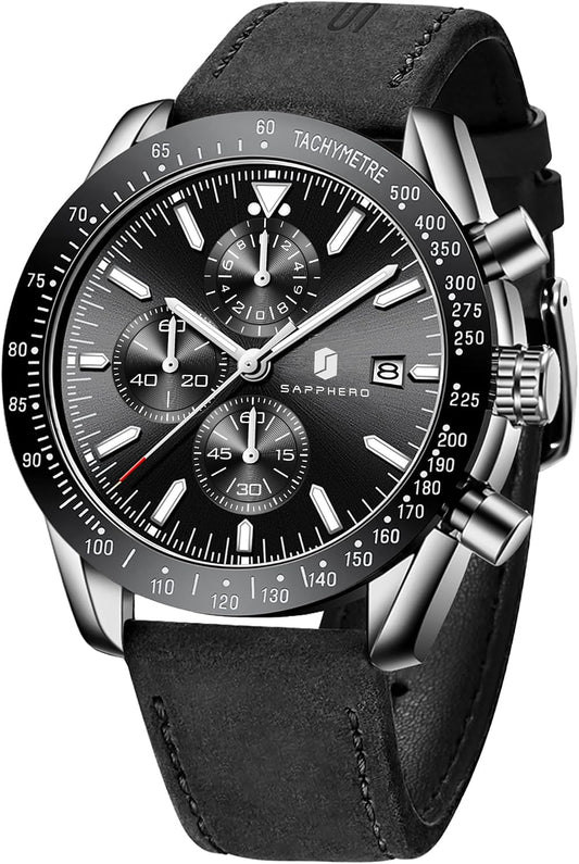 HOTBENYAR Watch for Men Analog Quartz Chronograph Waterproof Luminous Designer Mens Wrist Watches Business Work Sport Casual Dress Watch with Silicone Strap Elegant Gifts for Men