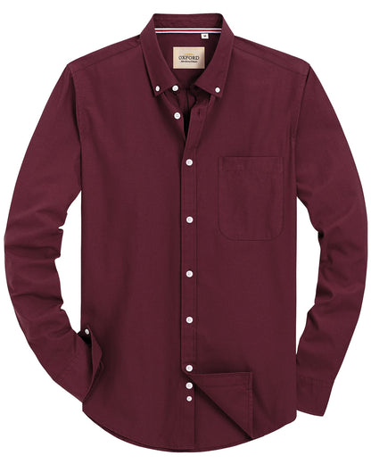 HOTAlimens & Gentle Mens Solid Oxford Shirt Long Sleeve Dress Shirt Work Casual Button Down Shirts with Pocket