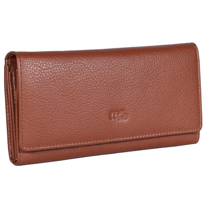 HOTWomen's Top Grain Leather Wallet, RFID Blocking Bifold clutch, 17 Card Slots, Zip Pocket Organizer, Elegant Gift for Women — Birthday, Valentine, Anniversary - TAUPE