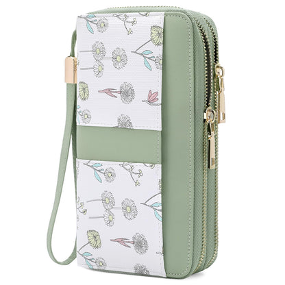 HOTSENDEFN Wallets for Women Double Zip Pocket RFID Blocking Vegan Leather Card Holder Ladies Large Capacity Wristlet Clutch