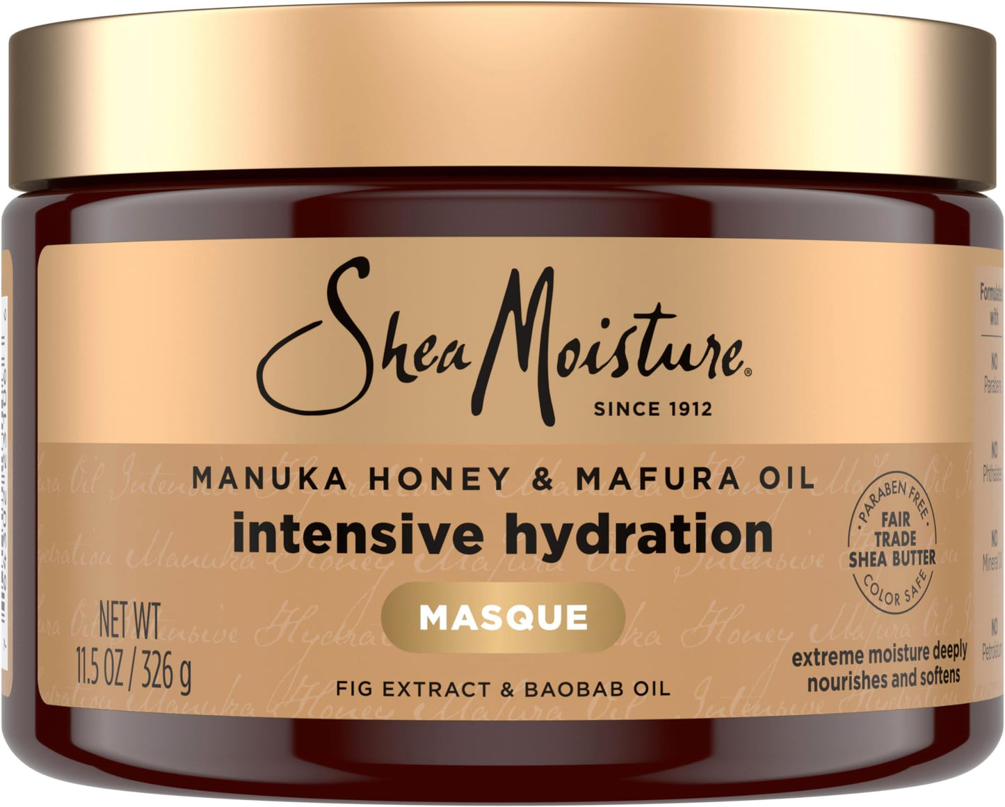 HOTSheaMoisture Intensive Hydration Hair Masque Manuka Honey & Mafura Oil For Dry, Damaged Hair Deep Conditioning Hair Treatment 11.5 oz