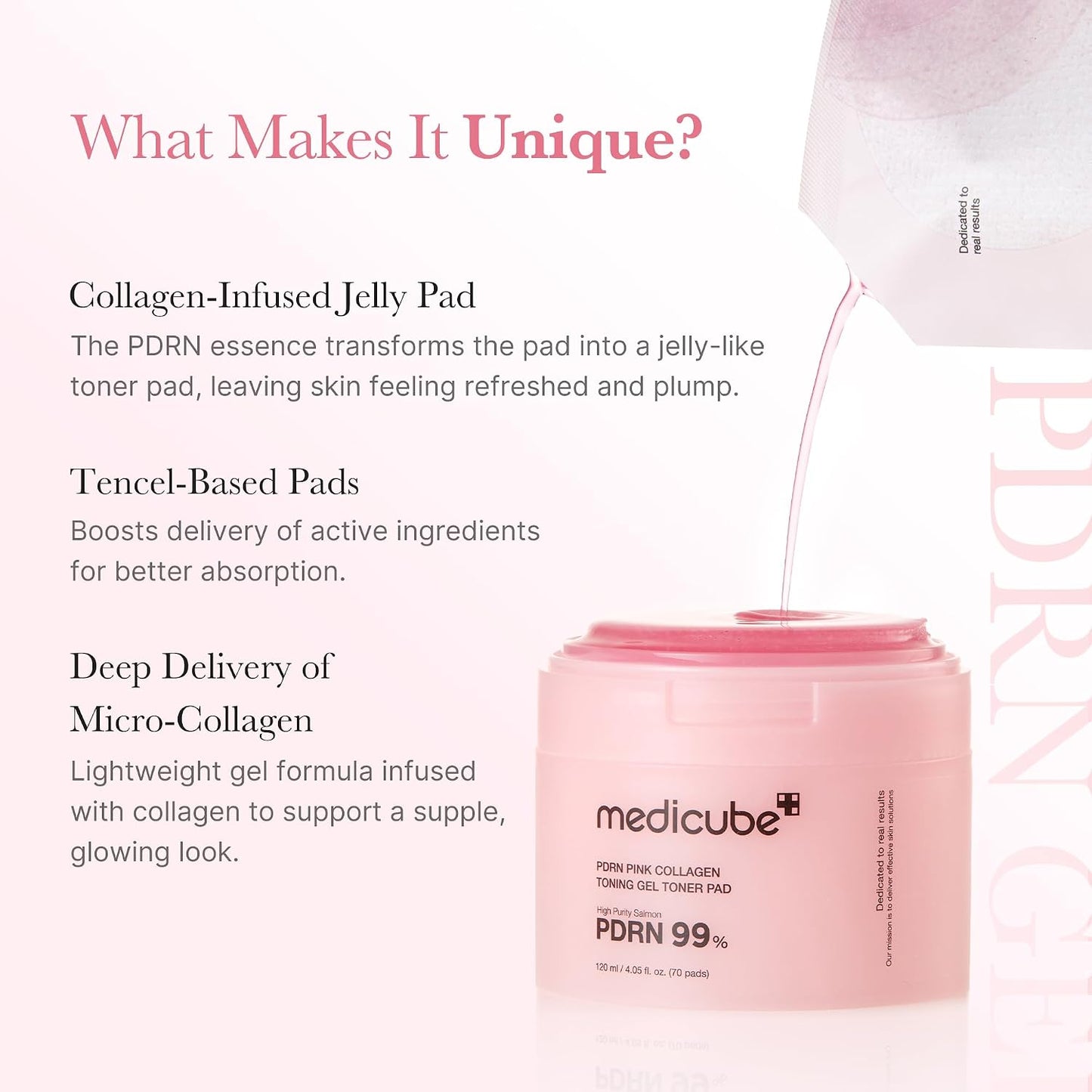 HOTmedicube Toner Pads Salmon DNA PDRN Pink Collagen Jelly Pad | Korean Gel Toner Pad | Niacinamide, Madecassoside, Retinol | Soothing, Radiance, Uneven Skin Tone | Korean Skin Care | 70 Pads (1 Pack)