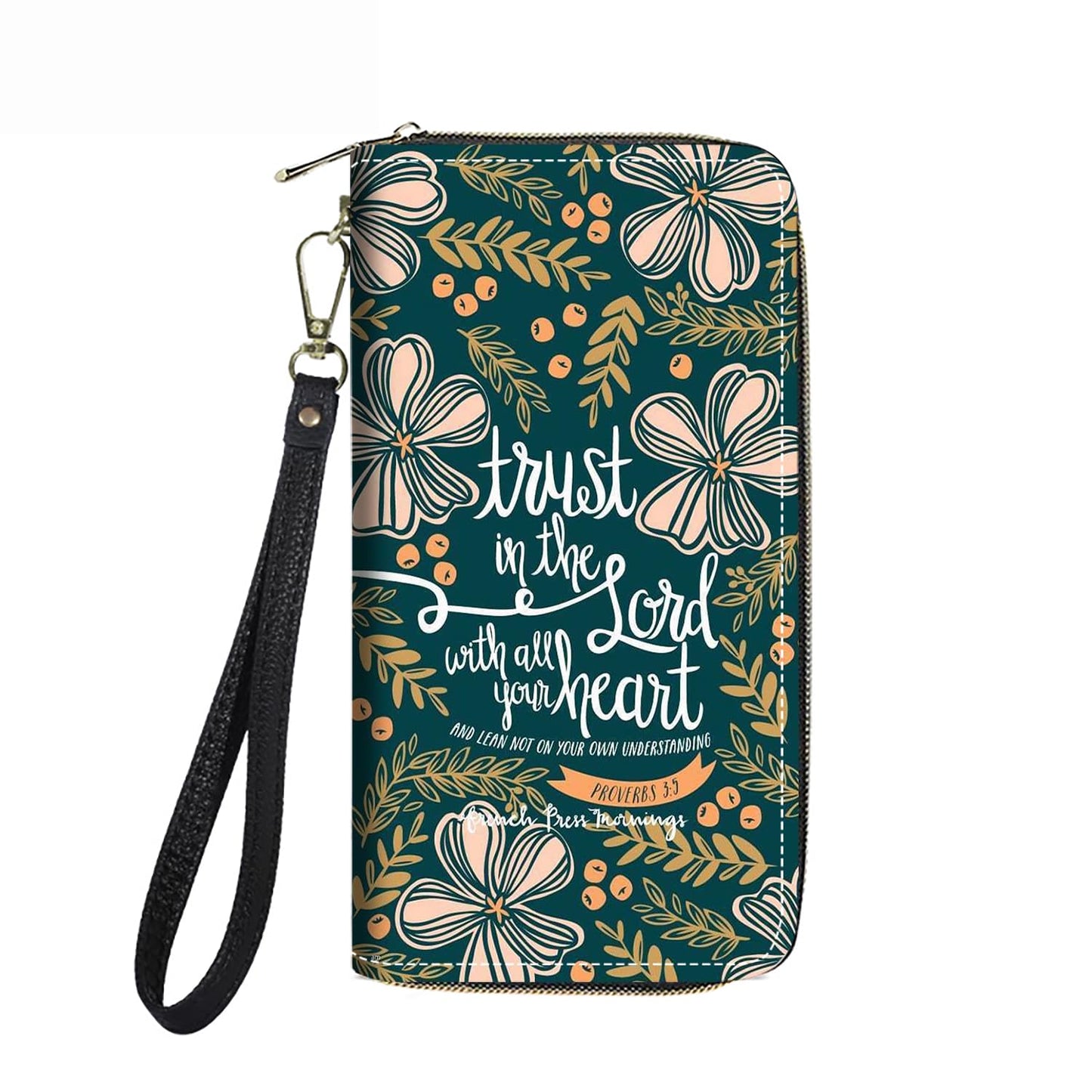 HOTWomen's Large Capacity Wallet PU Leather Double Zipper Clutch Purse Multifunctional Wallet with Removable Wristlet Strap for Smart Phone/Coin/Card/Cash, Flower Butterfly