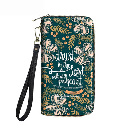 HOTWomen's Large Capacity Wallet PU Leather Double Zipper Clutch Purse Multifunctional Wallet with Removable Wristlet Strap for Smart Phone/Coin/Card/Cash, Flower Butterfly