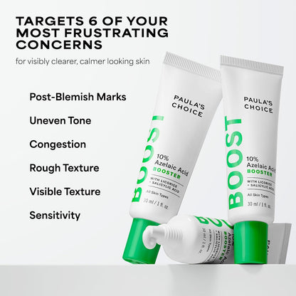 HOTPaula's Choice BOOST 10% Azelaic Acid Booster Cream Gel Face Serum with Salicylic Acid, Minimizes Look of Redness & Fades Discoloration, Oil-Free Skin Brightening Serum for Face, Fragrance-Free