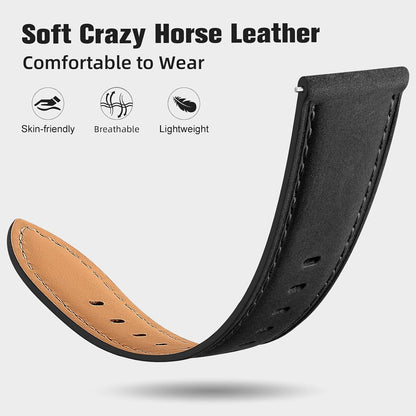 HOTGEAK 20mm 18mm 22mm Leather Band Compatible with Garmin Vivoactive 5/6/4/3 Watch Bands, Venu 4/Venu 3S/2S, Quick Release Vintage Genuine Leather Strap for Venu 3/2/Forerunner 265/165 Men Women