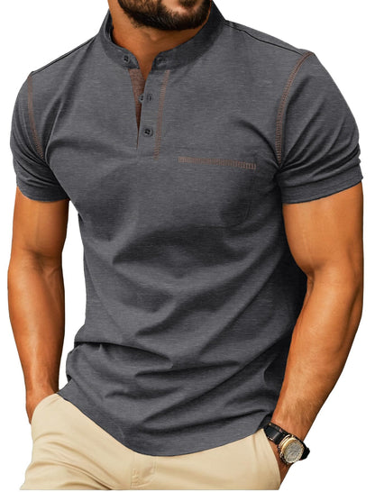 HOTSailwind Mens Henley Shirts Short Sleeve Summer Casual Classic Cotton T Shirts Pocket Button Shirt