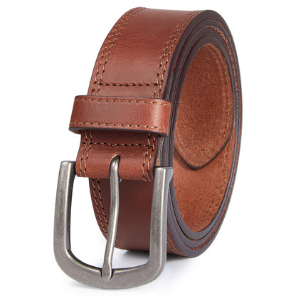 HOTMen's Full Grain Leather Belt for Everyday Casual Jeans, 1.5" Handmade Men Leather Belts with Gift Box
