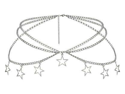 HOTGoth Y2k Star Waist Chain Belt, Punk Emo Grunge Aesthetic Body Jewelry