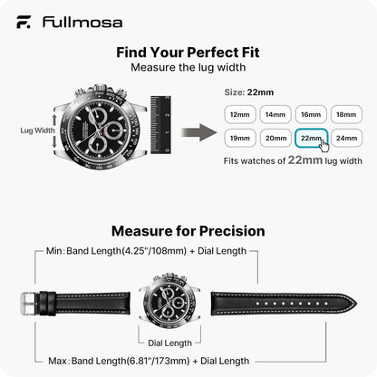 HOTFullmosa 12/14/16/18/19/20/21/22/24mm Quick Release Leather Watch Band | Strap for Garmin Vivoactive 4 45mm,Garmin Venu 4(45mm)/Venu 3/Venu 2,Samsung Galaxy Women Men, Black&Silver Buckle