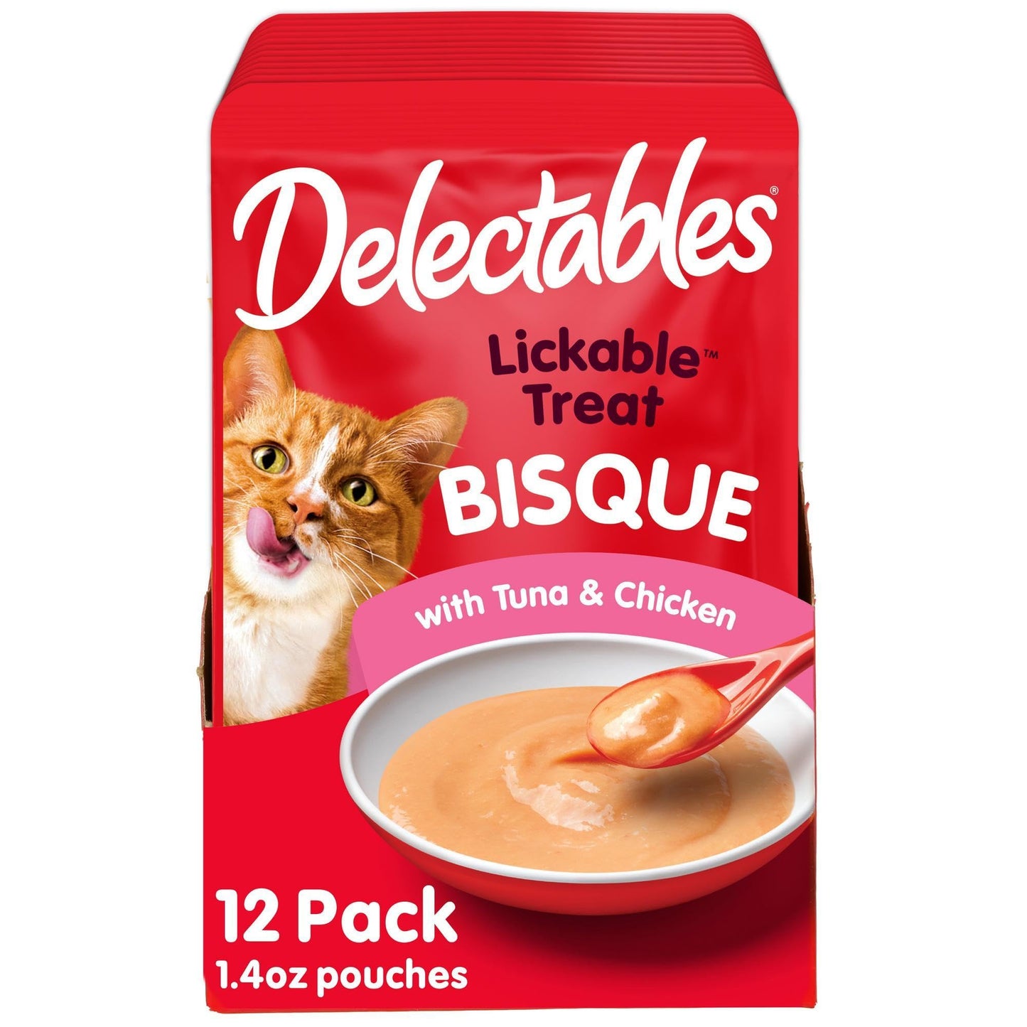 HOTDelectables Lickable Treat Bisque Wet Cat Treat Variety Pack, Food Topper, Hydrating, Grain-Free, No Fillers, No By-Products, No Added Preservatives, 1.4oz Pouch, 30ct