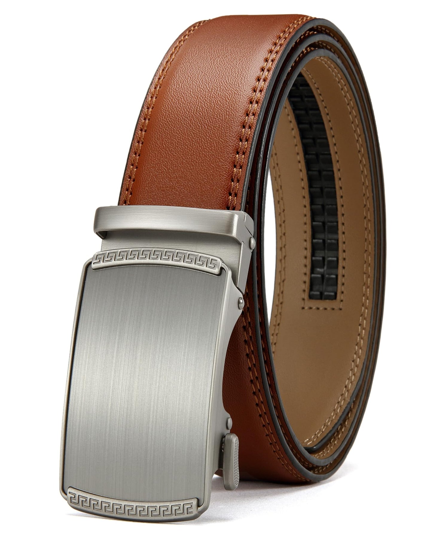 HOTCHAOREN Mens Belt Leather Ratchet Belt - Customizable Fit, Effortless Style (35mm)