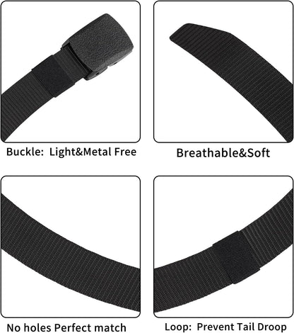 HOTGeneric 6 Pack Tactical Military Nylon Belt Plastic Buckle Metal Free Webbing Canvas Belt for Outdoors