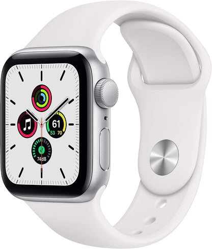HOTApple Watch SE (GPS, 40mm) - Silver Aluminum Case with White Sport Band (Renewed)