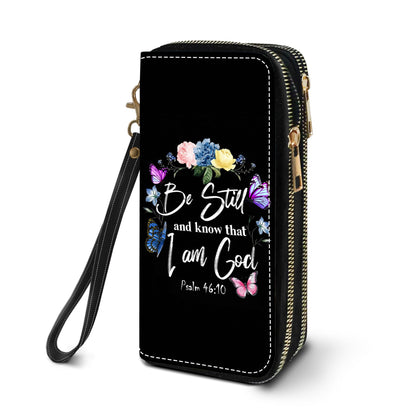 HOTWomen's Large Capacity Wallet PU Leather Double Zipper Clutch Purse Multifunctional Wallet with Removable Wristlet Strap for Smart Phone/Coin/Card/Cash, Floral Quotes Bible Verse Philippians 4-13