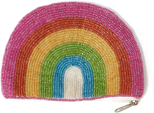 HOTTwine & Love Rainbow Beaded Coin Purse - Cute Pouch for, Party Favors, Wallets for Her - Multicolor