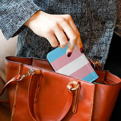 HOTTransgender Pride Flag RFID Credit Card Holder Wallets Accordion for Women Leather Zipper Card Case Accordion Wallet for Ladies Girls