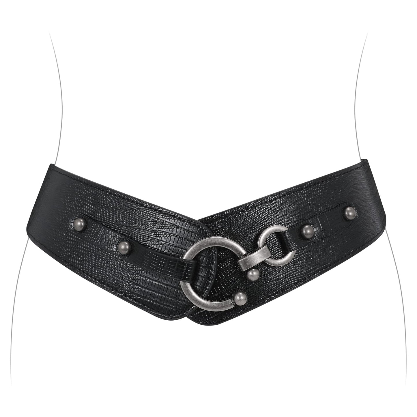 HOTJASGOOD Women's Elastic Wide Belts Retro Stretchy Belt Vintage Cinch Belts for Dresses Coats