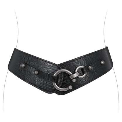 HOTJASGOOD Women's Elastic Wide Belts Retro Stretchy Belt Vintage Cinch Belts for Dresses Coats