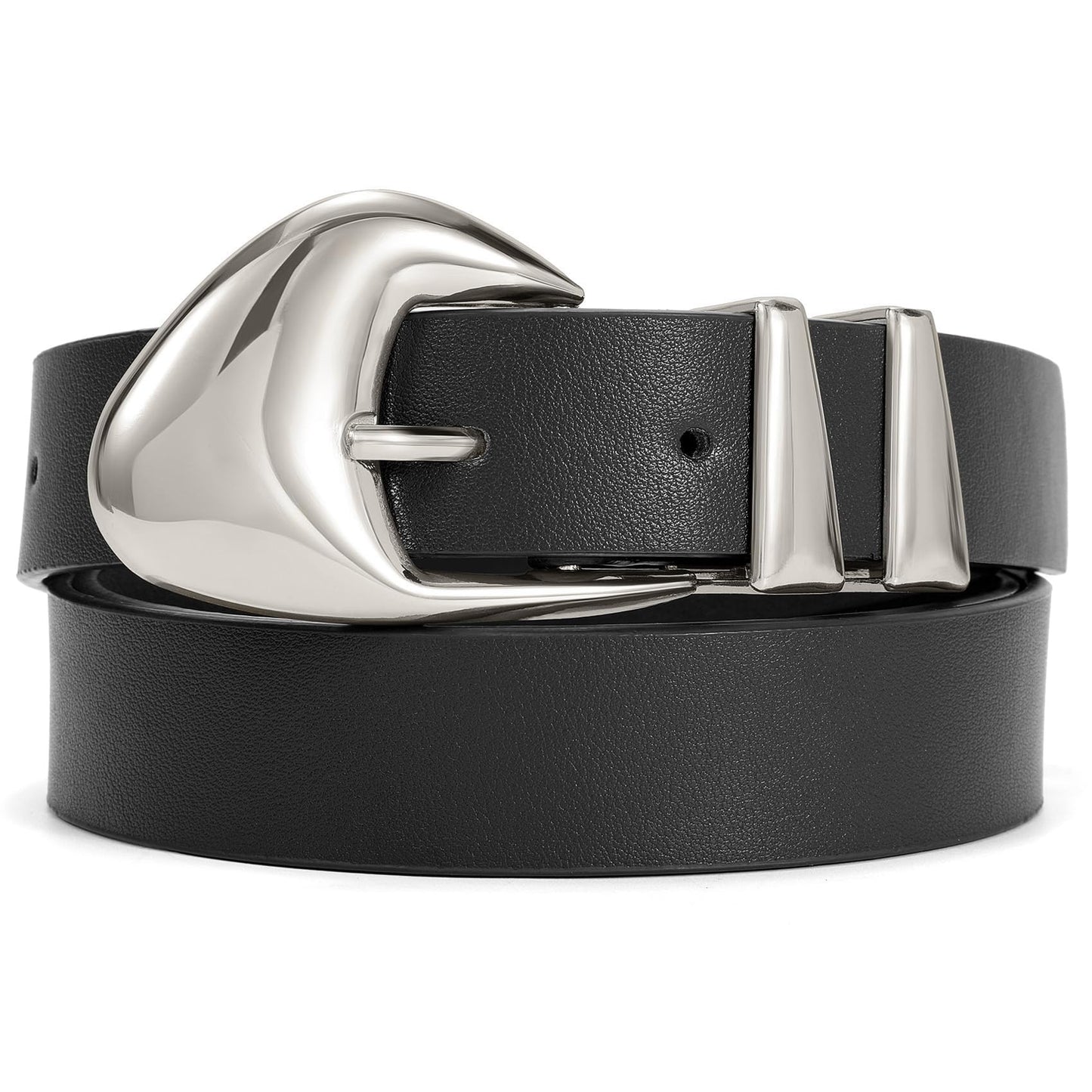HOTXZQTIVE Women's Leather Belts for Jeans Dress Pants Black Brown Belts for Women Ladies Waist Belts with Gold Buckle