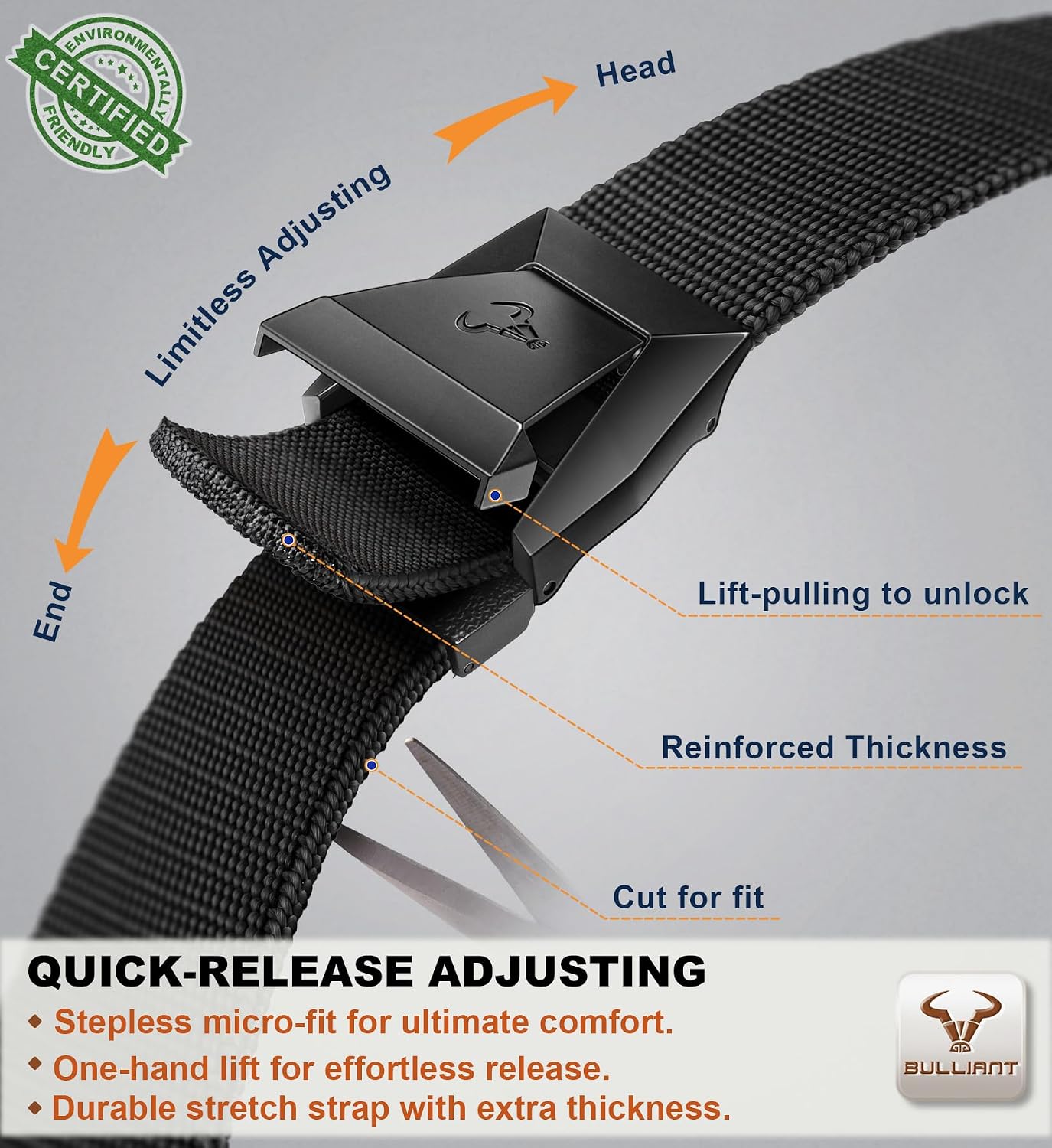 HOTBULLIANT Men Tactical Belt 2 Pack,Stretch Western Rigger Web Belt For Cowboy Military Heavy Duty 1.5"-Cut For Fit | Smooth Sliding | Adjustable for Precise Fit | Tailored Size | Rugged Nylon for Heavy Duty, hiking, Hunting