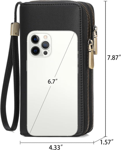 HOTGAEKEAO Wallet for Women Clutch Leather RFID Blocking Wristlet Purse Zip Around Wallets Large Capacity Credit Card Holder