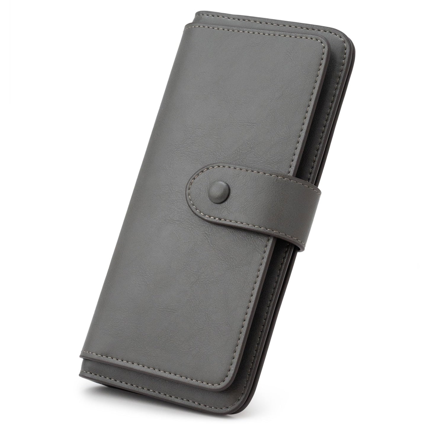 HOTRFID Blocking Leather Wallet for Women, Slim Trifold with 14 Card Slots and Zipper Pocket (Brown)