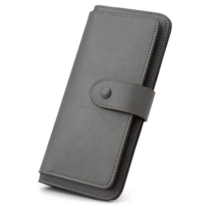 HOTRFID Blocking Leather Wallet for Women, Slim Trifold with 14 Card Slots and Zipper Pocket (Brown)