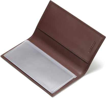 HOTHISCOW Slim Leather Checkbook Cover for Personal Checks | Full grain cowhide, transaction register & check book pockets, removable duplicate divider, durable stitching, gifts for men