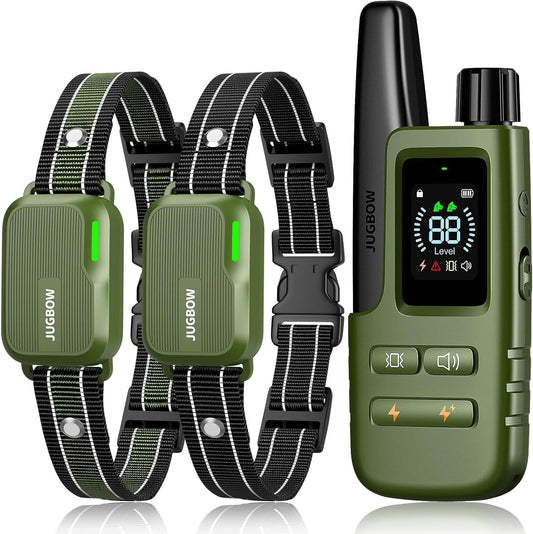 HOTDog Shock Collar - 4500FT Dog Training Collar with Remote, IPX8 Waterproof Electric Dog Collar with 4 Training Modes, Security Lock, Rechargeable eCollar for 10-120lbs Dogs(Green 2 Pack)