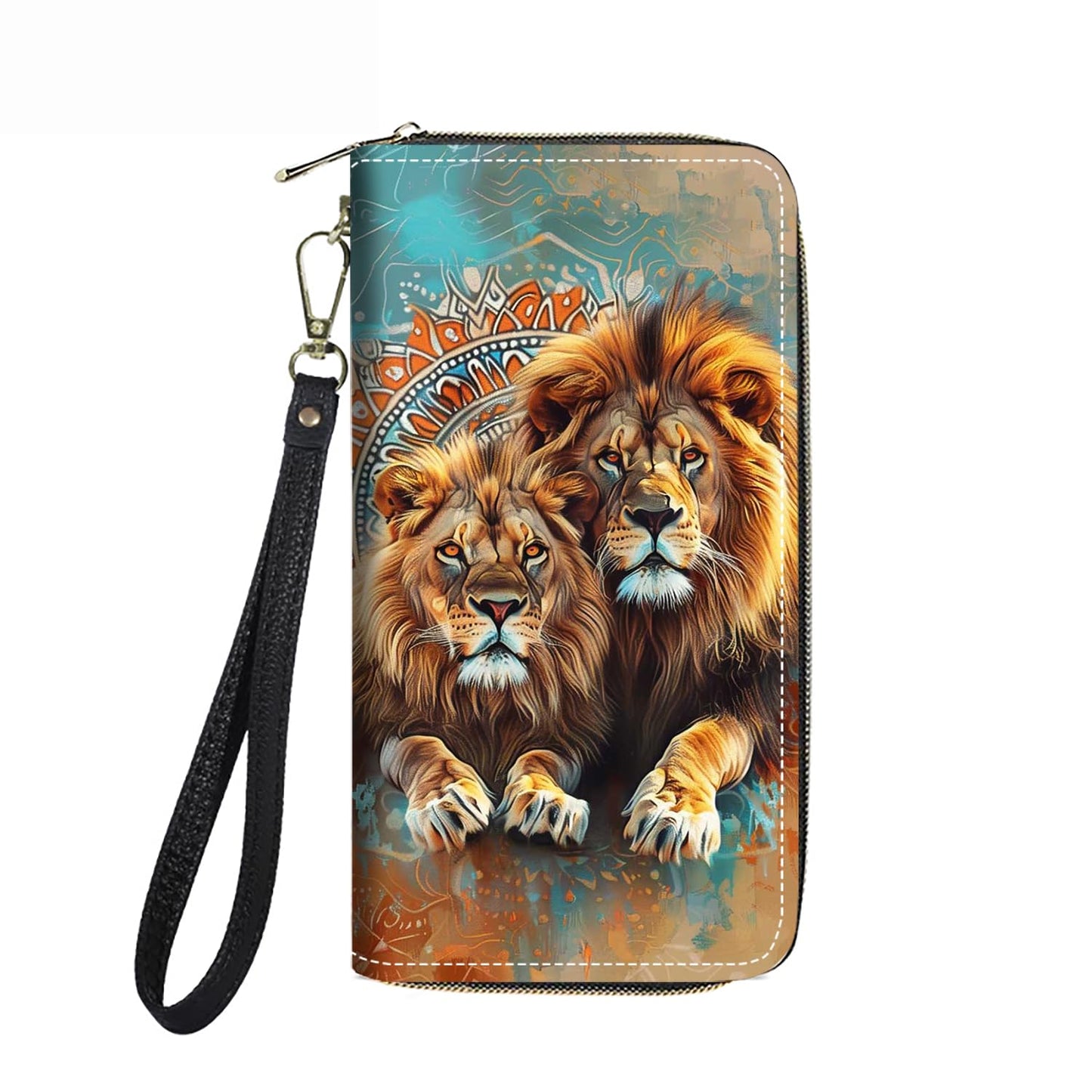 HOTWomen's Large Capacity Wallet PU Leather Double Zipper Clutch Purse Multifunctional Wallet with Removable Wristlet Strap for Smart Phone/Coin/Card/Cash, Flower Butterfly