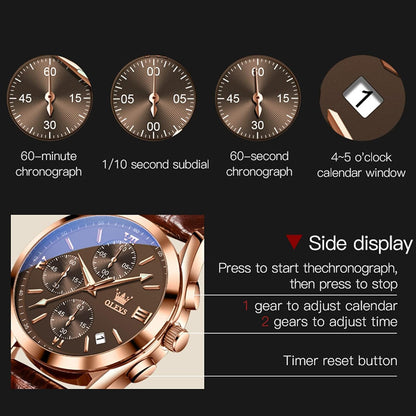 HOTOLEVS Men's Watches Brown Leather with Date,Casual Watches for Men,Large Face Watches Men,Chronograph Mens Watch,Sport Waterproof Business Dress Analog Quartz Men's Wrist Watches Reloj De Hombre